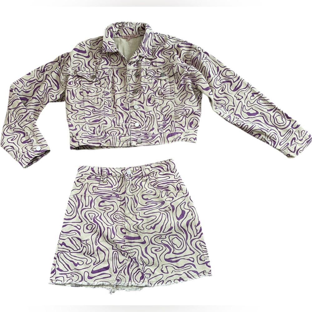 Stylish Purple Patterned Jean Jacket